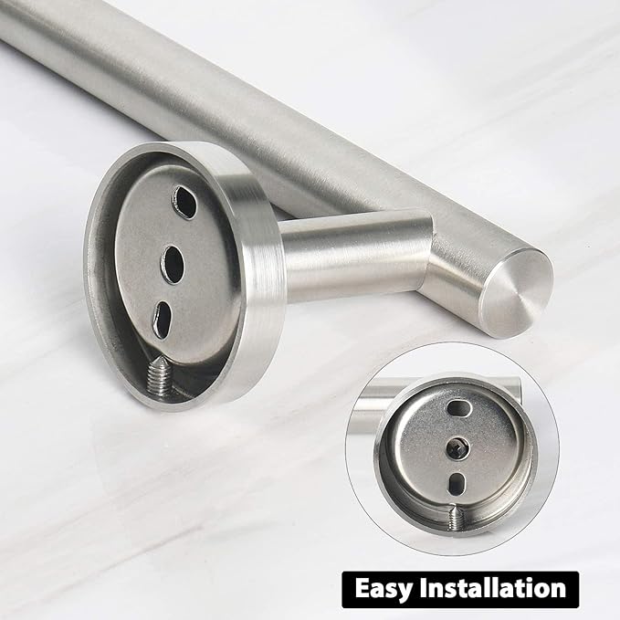 NearMoon Bath Towel Bar, Thicken Stainless Steel Shower Towel Rack Holder Wall Mounted for Bathroom, 16-lnch Overall Length-13-lnch Usable Hanging Space (2 Pack, Brushed Nickel)