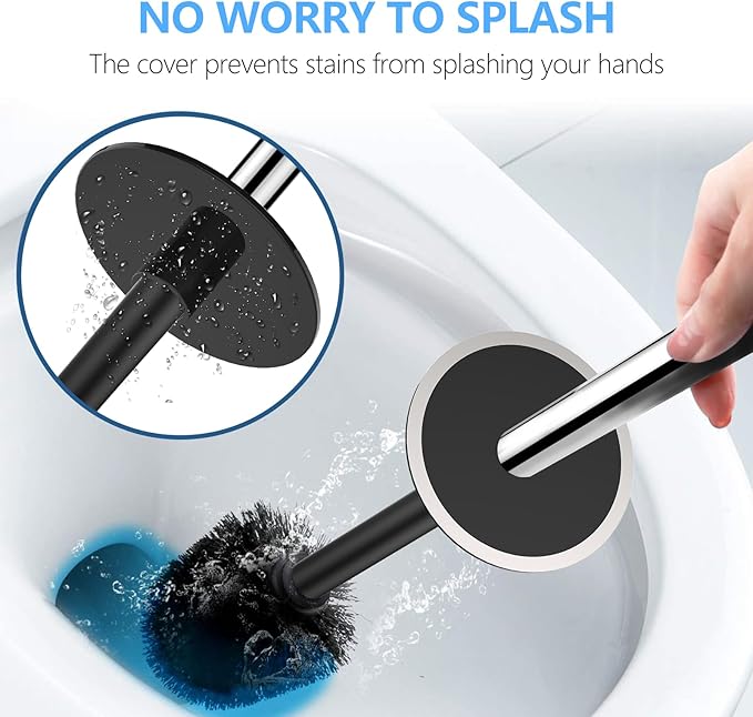 SetSail Grout Cleaner Brush with Long Handle & Compact Size Toilet Bowl Brush and Holder, V-Shaped Floor Scrub Brush Swivel Grout Brush Stiff Bristle Floor Grout Scrubber for Bathroom