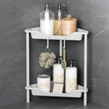 ODesign 2 Tier Floor Standing Corner Shower Caddy Organizer Plastic Metal Splicing Shelf Storage Rack for Bathroom White - Rustproof