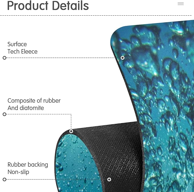 Kitchen Faucet Absorbing Mat Sink Splash Guard Behind Faucet Drip Catcher Trimmable for Bathroom RV Bar 14.7x5.4in 1PCS water Bubbles Green