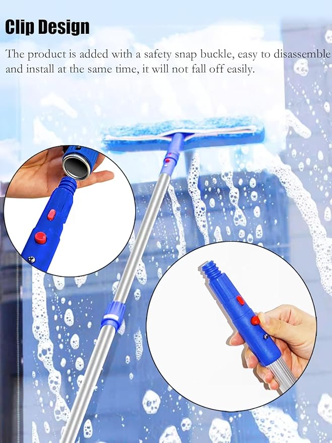 Extra Long Spliced Window Cleaning Rods 31 35 40 50 Ft, Washing Kit for Malls/ Tall Skylights/ Outdoor Balcony, Windows Squeegee Clean Tool & Wall Cleaner with Longer Handle - Aluminum(12.2m/40.4ft)