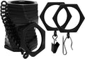 BlastHome® Luxury Curtain Rings - Premium Metal with Quiet, Smooth, Removable Nylon Inserts - Pinhooks and Clips Included - 1 1/2" Inside Diameter - 18 Rings for Two Standard Curtains - Tuxedo Black