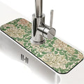 Kitchen Sink Splash Guard，Retro honeysuckle flower Faucet Mat Sink Gadgets-Super Absorbent Fast Drying Mat Drip Catcher for Kitchen, Bathroom,Sink Mat, Dish Drying Mat, Bathroom(15" X 5.5" )