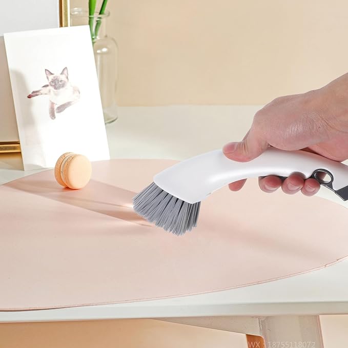 Small Cleaning Brush for Washing Machine and Bathroom Floor, Dual-Head Scrub Brush with Detachable Handle, Multi-use Home Cleaning Tool for Tight Gaps and Tile Grout Random Color