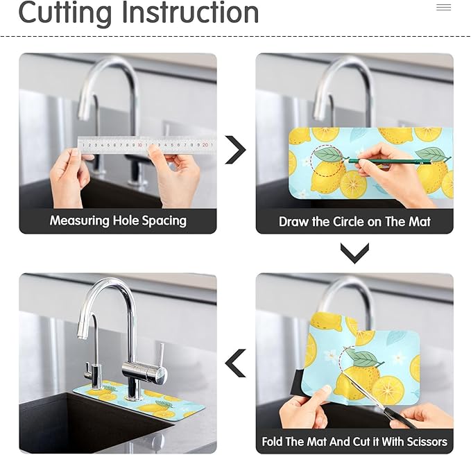 Kitchen Sink Splash Guard Sink Faucet Mat Faucet Handle Drip Catcher Drain Mats for Kitchen Bathroom Countertop Absorbent Dish Drying Mat Pad16 2pack 30x5.4Inch Lemon Blue