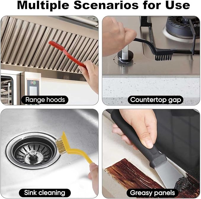 Crevice Cleaning Brush, Nylon, Brass, Small Metal Wire Brush with Curved Handle Grip for Rust, Dirt Paint Cleaning, Paint and Stain