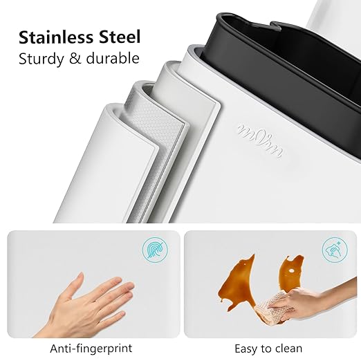 mVm 10.6 Gal Kitchen Trash Can, Step Trash Can with Lid, Smooth Edge Garbage Bin for Home Office (White)