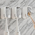 3 Pcs Toothbrush Holders for Bathroom【Upgrade Single Slot Design】 Toothbrush Holder Wall Mounted with Cover, Self-Adhesive Tooth Brush Storage Organizer for Family and Travel (3, Grey)