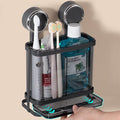 Toothbrush Holders Wall Mounted for Bathrooms, Suction Cup Electric Tooth Brush and Toothpaste Organizer Razor Holder for Shower, Countertop, Vanity, Gray