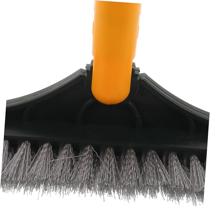 Rotating Double Bristle Floor Cleaning Brush with Long Handle for Bathroom Kitchen Tile Grout and Straight Bristles Scrub Reach Corners Suitable for Shower Walls and Patios