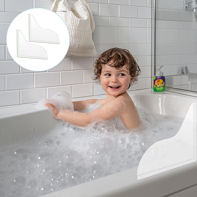 2 Pack Shower Corner Water Guard,Clear Self-Adhesive Splash Guard for Bathtub,Silicone Bathroom Shower Splash Guards to Keep Water in Bath,Easy to Install