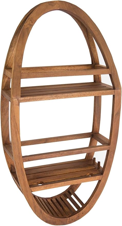AquaTeak Patented Moa Oval Teak Shower Organizer - A. Caddy