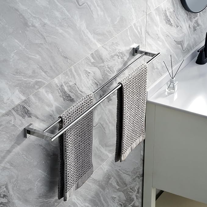Miyili 36-Inch Double Towel Bar Stainless Steel Bathroom Towel Rack Holder Wall Mount Polished Finish, A02N90B
