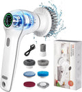 Electric Spin Scrubber, Cordless Shower Scrubber Handheld Electric Spin Scrubber for Cleaning with Display IPX7 Waterproof, Electric Cleaning Brush with 7 Replaceable Heads for Kitchen Tub Tile Sink