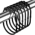 12PCS Wide Shower Curtain Hooks, Rust Proof Stainless Steel Shower Curtain Rings, Heavy Duty Shower Hooks for Shower Curtain Bathroom Curtain Hooks, Easy Glide Rollers, Set of 12, Black