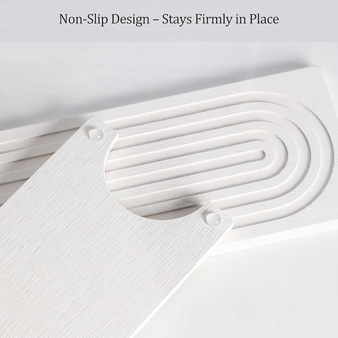 Stone Faucet Mat For Kitchen Sink, 23.6" Diatomite Quick Drying Stone Mat For Kitchen Sink, Stone Sink Splash Guard for Bathroom Counter (White)
