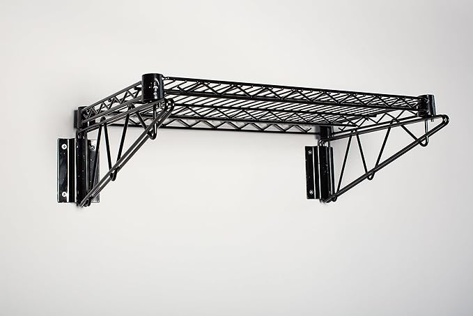 Omega 18" Deep x 72" Wide x 7" High Fixed Black Wall Mount Shelving Kit