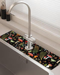 Patterned Sink Faucet Mat Kitchen Splash Guard Super Absorbent Drying Mat, Non-Slip Drain Pad for Kitchen Counter or Bathroom-24x5.5in