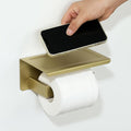 Alise Toilet Paper Holder,Bathroom Tissue Holder with Shelf,SUS304 Stainless Steel Toilet Paper Roll Holder Storage Dispenser,Self Adhesive or Wall Mount Drilling Paper Rack, Gold GYT5000-G