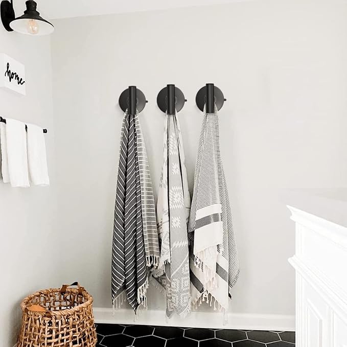DGYB Large Suction Cup Hooks for Shower Set of 2 Black Towel Hooks for Bathrooms Stainless Steel Suction Hooks for Inside Shower 15 Lb Removable Wall Hook for Hanging Heavy Duty
