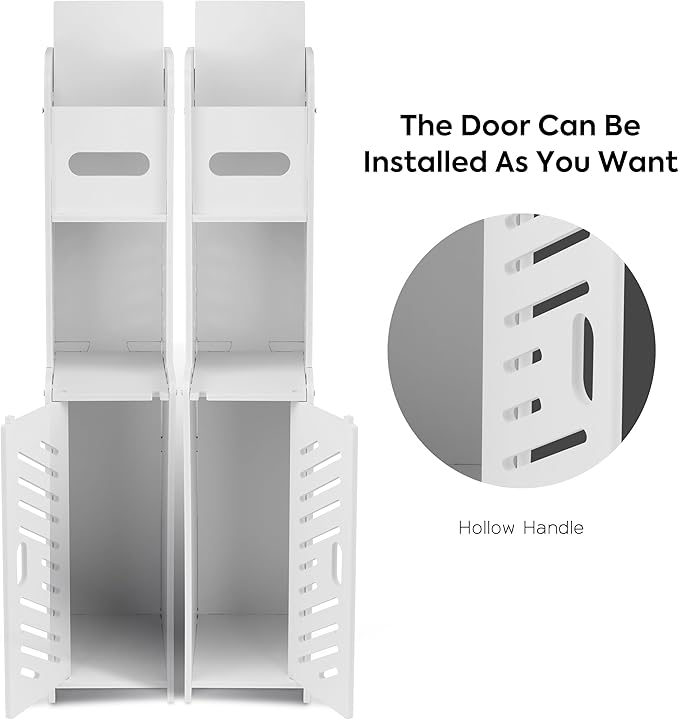 Doxo White Toilet Paper Holder Stand, Large Capacity Slim Bathroom Storage Cabinet and Organizers for Small Space, Beside Toilet Storage Cabinet (White)