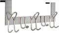 SKOLOO Over The Door Hooks - for Doors up to 1-3/4'' Thickness, Metal Door Hanger with 11 Hooks, Over The Door Hanger for Coats, Hats,Towels, Silver