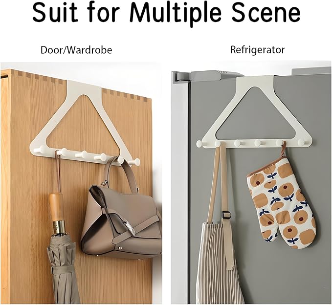 Over The Door Rack for Hanging Clothes, Towel Hooks for Bathroom Over Door Heavy Duty, Over The Door Organizer with Hooks (Black)