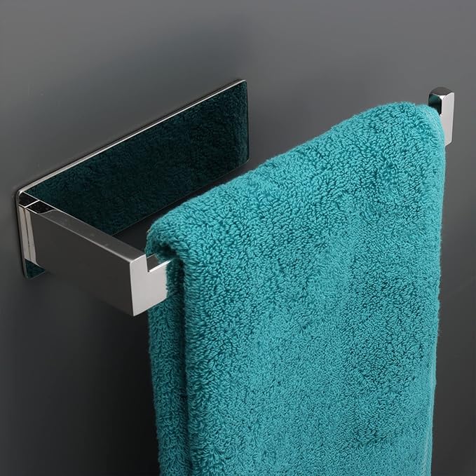 Hand Towel Holder, Strong Self Adhesive Hand Towel Ring, Thicken SUS304 Stainless Steel Hand Towel Bar/Rack, No Drilling Modern Hand Towel Hanger (Polish Chrome, 9 in)