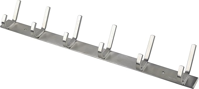 WEBI 2 Packs, Heavy Duty Stainless Steel 304 Hook Rail Coat Rack, Satin Finish, Great Home Storage & Organization for Bedroom, Bathroom, Foyers, Hallways