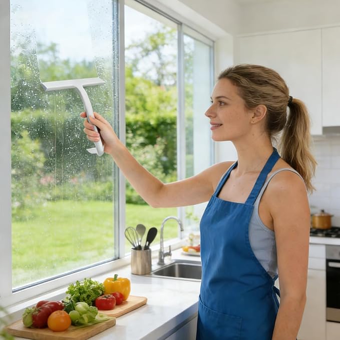 Household Window Mirror Squeegee - All Purpose Swiper, 1 Rubber Edge Glider for Wet Walls, Non Slip Water Remover for Polished Stone, Utility Gear, Deicing Wand for Windscreens and Ledges