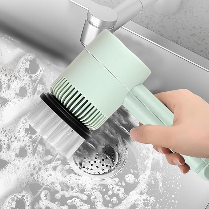Electric Spin Scrubber, Electric Cleaning Brush with 6 Brush Heads, Rotating Head Powerful Spin Scrubbers, Multipurpose Electric Cleaning Brush for Kitchen Bathroom and Floor