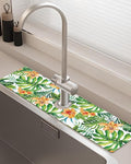 Patterned Sink Faucet Mat Kitchen Splash Guard Super Absorbent Drying Mat, Non-Slip Drain Pad for Kitchen Counter or Bathroom-24x5.5in