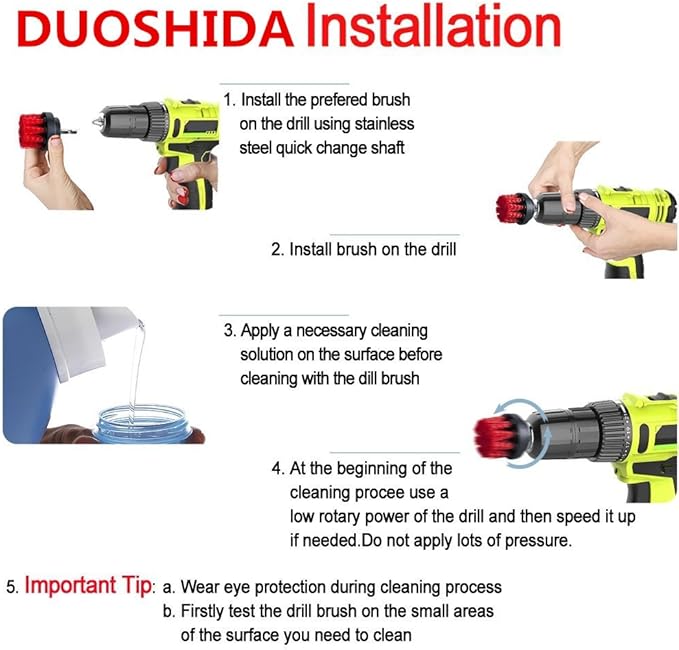 New Quick Change Shaft Shower, Tub, and Tile Power Scrubber Brush by DUOSHIDA