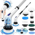 Electric Spin Scrubber, Cordless Electric Cleaning Brush with Adjustable Extension Arm, 9 Cleaning Brush Heads, Power Scrubber for Bathroom, Kitchen,Tiles, Floors, and Bathtubs, White