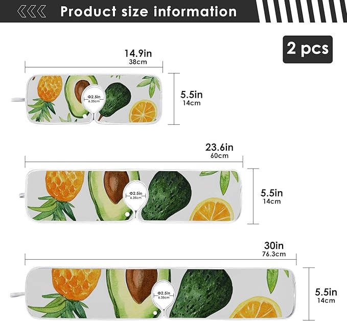 Sink Faucet Absorbing Mat Kitchen Sink Splash Guard Splash Faucet Drip Catcher for Bar RV Bathroom 2PCS 14.9x5.5in Cartoon Green Avocados Pineapples
