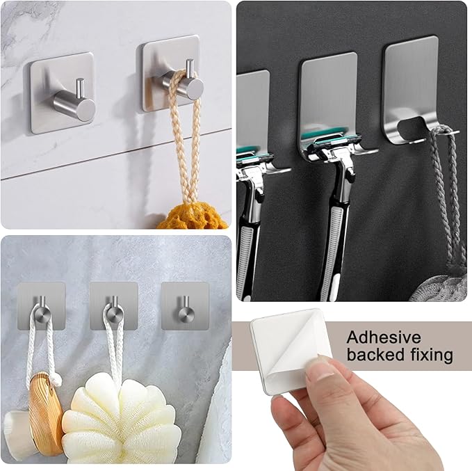 7 PCS Bathroom Hardware Set, Brushed Nickel Stainless Steel Bathroom Tower Rack Set Wall Mounted Includes 16" Towel Bar, Toilet Towel Paper Holder, Towel Ring, 4 Robe Towel Hooks