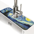 Kitchen Sink Splash Guard，Starry Night Faucet Mat Sink Gadgets-Super Absorbent Fast Drying Mat Drip Catcher for Kitchen, Bathroom,Sink Mat, Dish Drying Mat, Bathroom(15" X 5.5" )