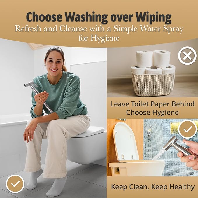 Handheld Bidet Sprayer for Toilet – Adjustable Water Pressure, Stainless Steel Jet Spray Kit with Bidet Hose - Feminine Wash, Muslim Shower, Diaper Cleaning