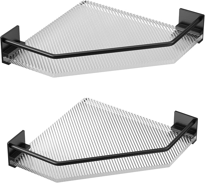 Acrylic Corner Bathroom Counter Organizer - 2 Tier Countertop Storage Shelves for Dresser, Kitchen, Laundry, Dorm Room (Black)