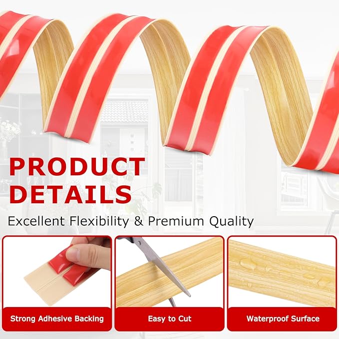Flexible Wall Corner Protector Moulding Trim Peel and Stick Wall Corner Guards Edge Protector Self Adhesive Molding Trim Strip for Edge Ceiling (Original Wood Grain, 2.4 in x 40 Ft)