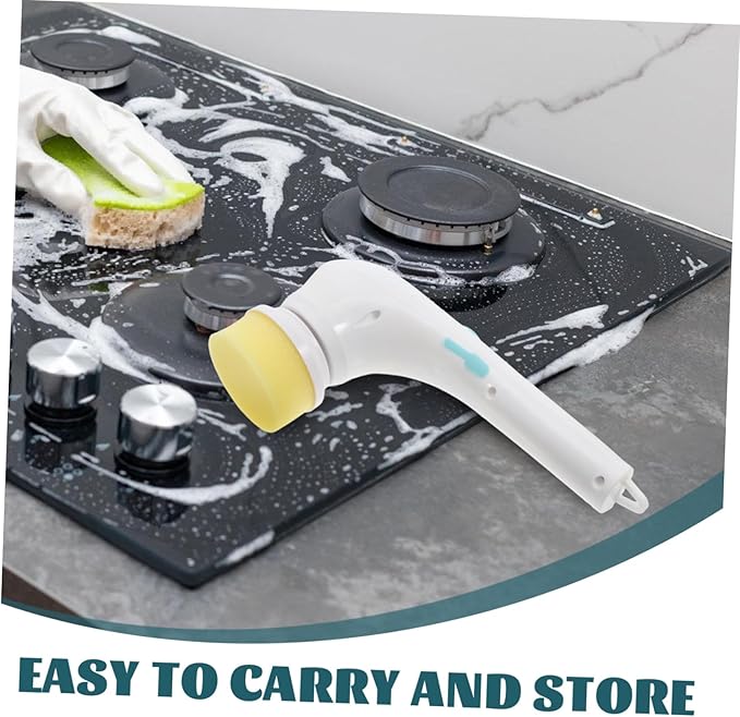 Alipis Multi-Function Cordless Electric Scrubber Cleaning Brush with Interchangeable Heads for Bathroom and Kitchen Lightweight and Design for Easy Use
