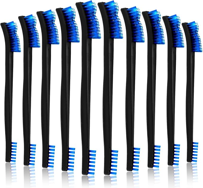 JIEYAO 10pcs Double-Ended Mini Detailing Brushes, All Purpose Small to Large Cleaning Brush Set, Stiff Bristles for Kitchen Sink Gaps Corners (Blue)