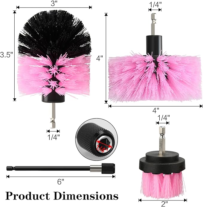 4pcs Drill Brush Attachment Kit, 2025 New Grout Drill Brush Set, All Purpose Power Scrubber Cleaning Kit for Bathtubs, Tile Grout Lines, Bathroom, Showers, Tile, Tile Seams