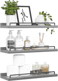 Floating Shelves for Wall Decor, Grey Shelves for Bathroom, Living Room, Bedroom, Picture Frames, Plants, Kitchen (Set of 3)