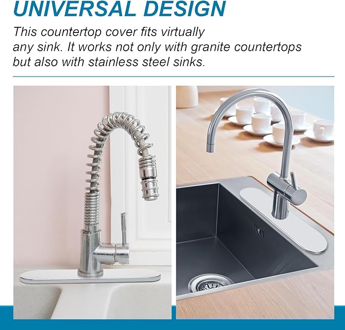 BokWin 10-Inch Faucet Deck Plate, Stainless Steel Sink Hole Cover in Chrome, Quick Installation for Single Hole Faucet to Cover Unused Holes on Kitchen or Bathroom Sink