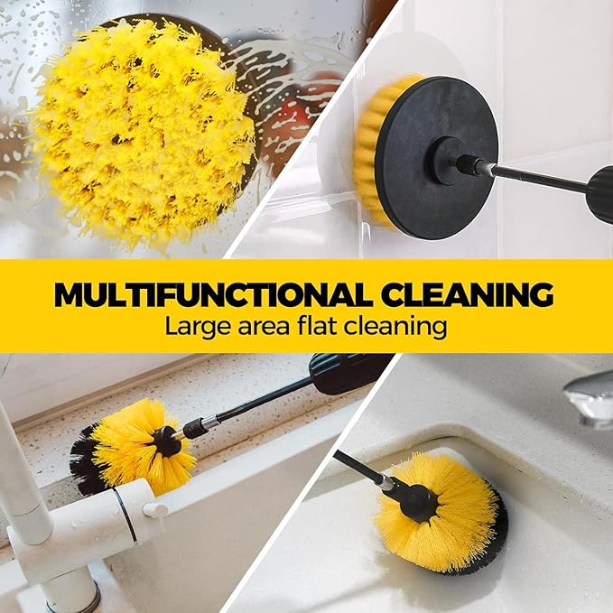 Drill brush accessory set, electric cleaning scrub brush suitable for drill bits, extended accessories, multi-purpose bathrooms, automotive details, carpets, tile grout, kitchen sinks, corners (8PCS)