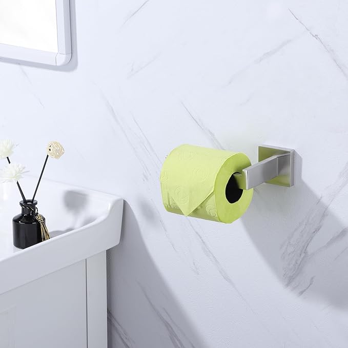 LANC Bathroom Toilet Paper Holder, Brushed Nickel Toilet Paper Roll Holder Wall Mounted for Bathroom Washroom, Toilet Tissue Roll Holder TP Dispenser Hangers Stainless Steel Left, A8807BN-LF
