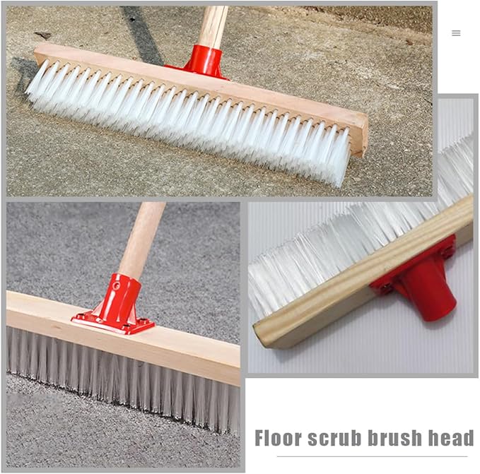 BESPORTBLE Long Handle Stiff Bristle Floor Scrub Brush 40cm Nylon Decking Brush for Patio and Bathroom Tile Cleaning Outdoor Heavy Duty Scrubber for Grout and Carpet Stain Removal