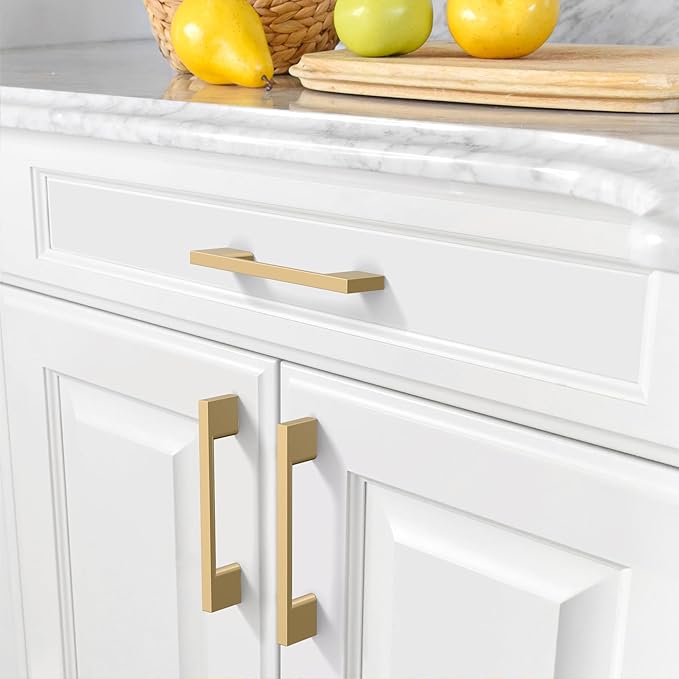 Amerdeco 10 Pack Champagne Bronze Cabinet Pulls 3-3/4 Inch(96MM) Hole Centers Kitchen Cabinet Handles Cabinet Hardware Kitchen Handles for Cabinets Cupboard Handles Drawer Pulls ZH0060