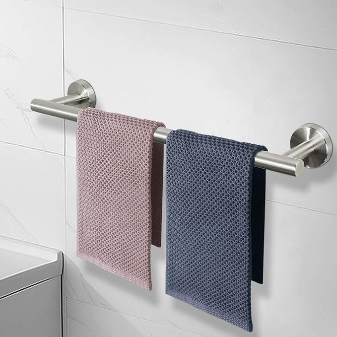 NearMoon Bath Towel Bar, Thicken Stainless Steel Shower Towel Rack Holder Wall Mounted for Bathroom, 24-lnch Overall Length-21-lnch Usable Hanging Space (2 Pack, Brushed Nickel)